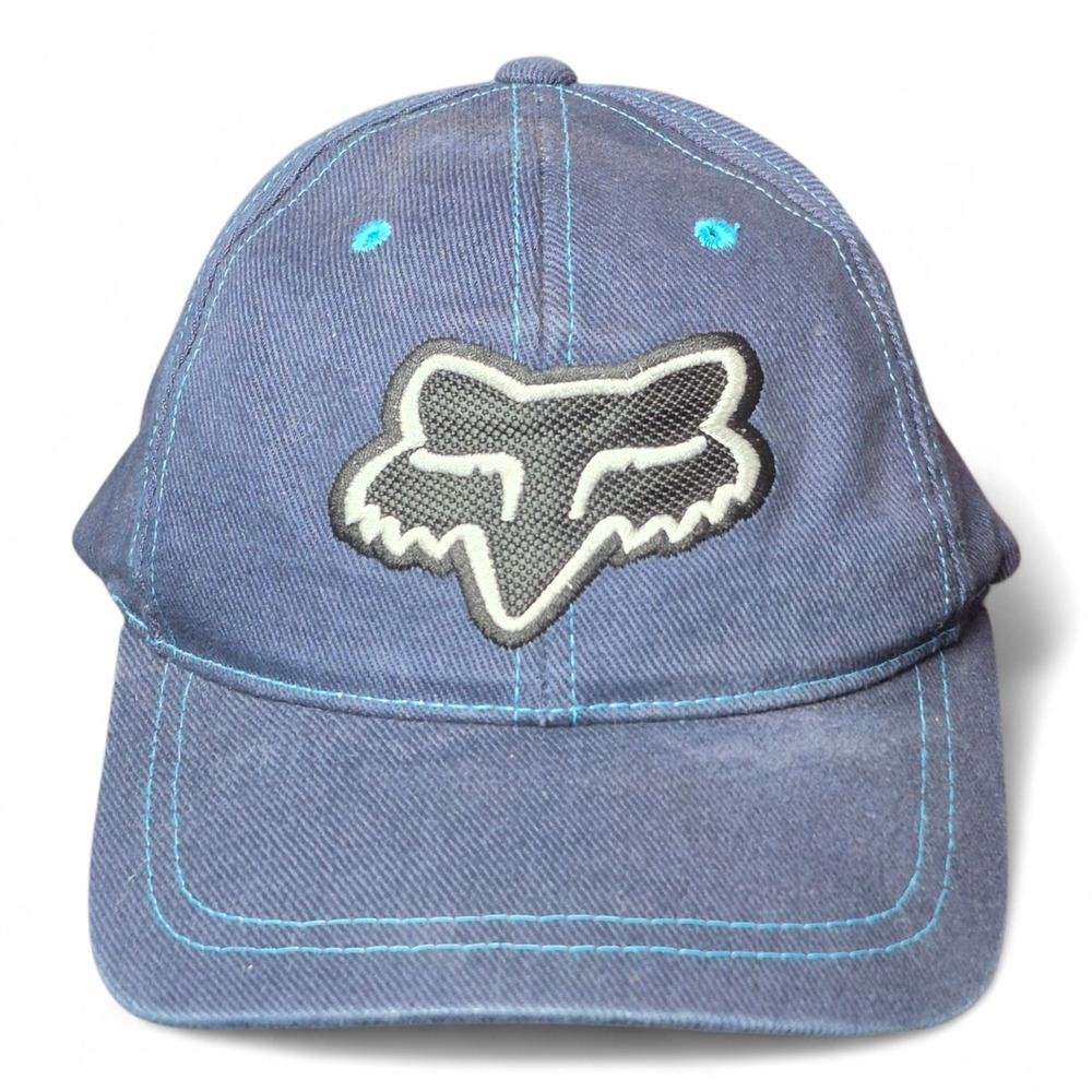 Fox Racing Unisex Hat Blue Y2K Motocross Snapback Baseball Cap Logo